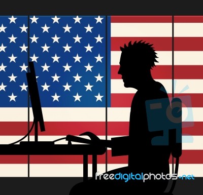 Usa Internet Indicates Web Site And Americas Stock Image