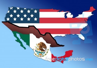 Usa Mexico Wall Stock Image