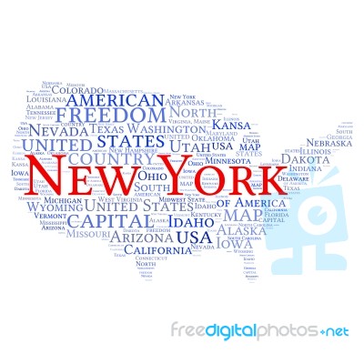 Usa State Map Tag Cloud  Illustration Stock Image