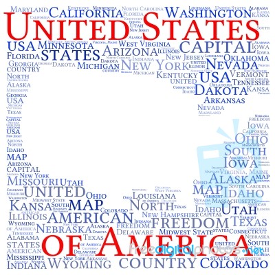 Usa State Map Tag Cloud  Illustration Stock Image