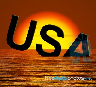 Usa Word Sinking Stock Image