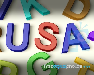 Usa Written In Kids Letters Stock Image