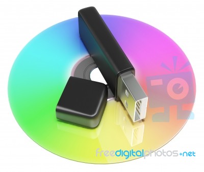 Usb And Dvd Storage Shows Portable Memory Stock Image