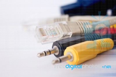 Usb Cable And Av Connector Background Stock Photo