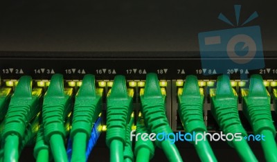 Usb Cable Board Hub In Digital Telecommunication Control Room Stock Photo