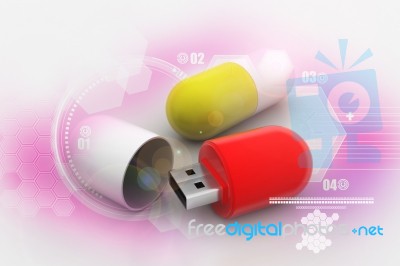 Usb Flash Drive In Tablet Shape Stock Image