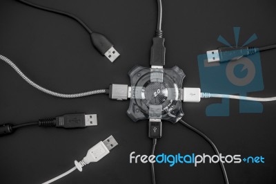 Usb Hub Seperate The Usb Equipment Connection Stock Photo