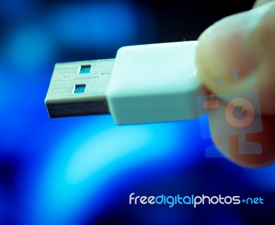 Usb Lead Represents Computer Port And Accessory Stock Photo