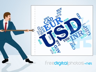 Usd Currency Means United States Dollar And Currencies Stock Image