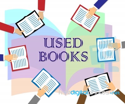 Used Books Indicates Second Hand And Fiction Stock Image