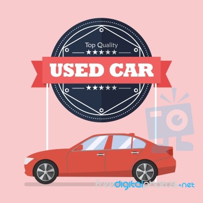 Used Car With Banner Stock Image