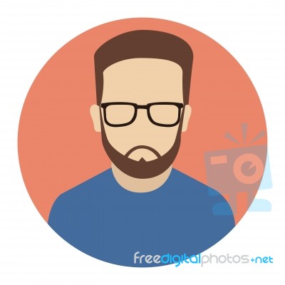 User Icon, Male Hipster Avatar- Flat Design Stock Image