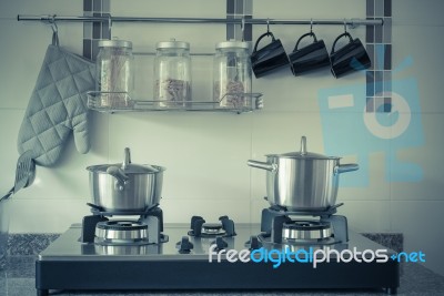 Utensil In Kitchen Room Stock Photo