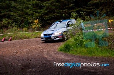 V. Mcaree Driving Mitsubishi Evo Stock Photo