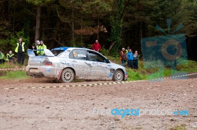 V. Mcaree Driving Mitsubishi Evo Stock Photo