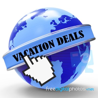 Vacation Deals Shows Promotion Break And Cheap 3d Rendering Stock Image