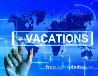 Vacations Map Displays Internet Planning Or Worldwide Vacation T… Stock Image