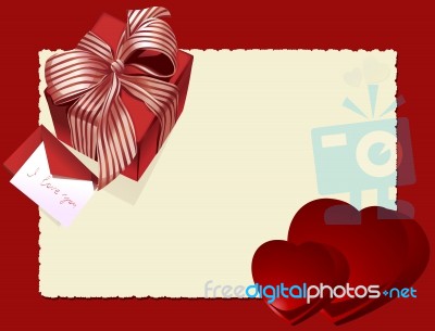 Valentine Card With Gift Stock Image