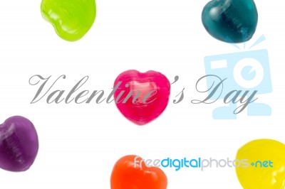 Valentine Day Text With Heart Candy Background Stock Image