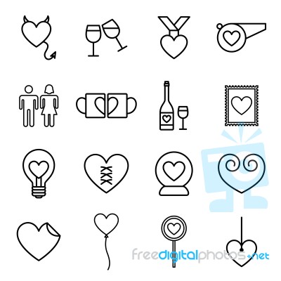 Valentine Line Icon Set  Illustration Stock Image