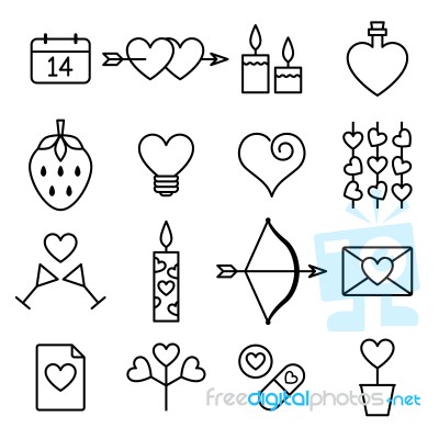 Valentine Line Icon Set  Illustration Stock Image