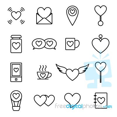 Valentine Line Icon Set  Illustration Stock Image