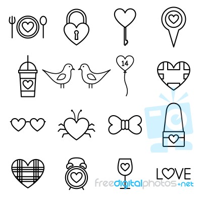 Valentine Line Icon Set  Illustration Stock Image