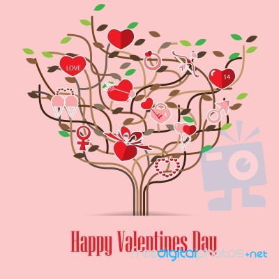 Valentine Love Icon Tree Stock Image