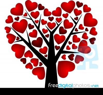 Valentine Tree With Love Heart Stock Image