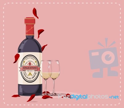 Valentine Wine Stock Image