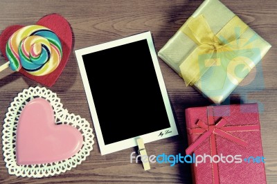 Valentines Background With Red Heart Stock Photo