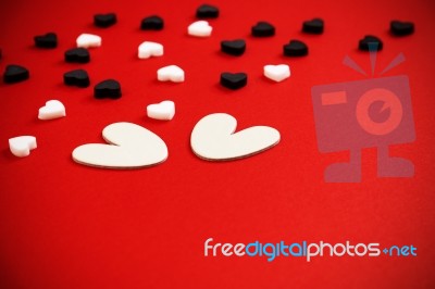 Valentines Background With White Hearts Stock Photo