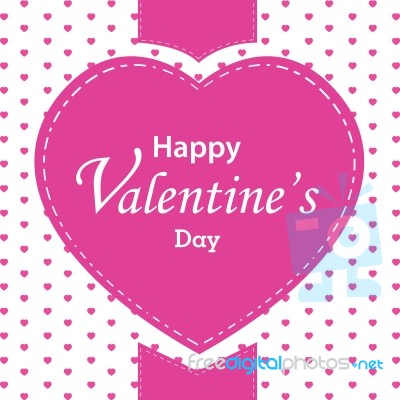 Valentine's Day And Big Heart On White Background. Pink Heart On Valentine's Day Stock Image