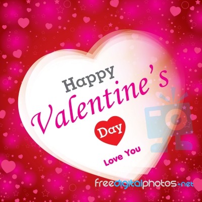 Valentine's Day And Colorful Heart Background. Happy Valentine's Day On Red And Pinks  Background Stock Image