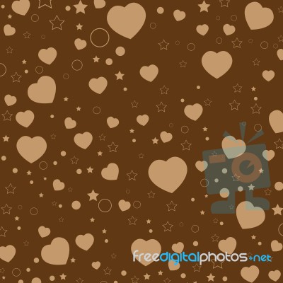 Valentine's Day And Colorful Heart On Brown Chocolate .  Valentine's Day Background Stock Image