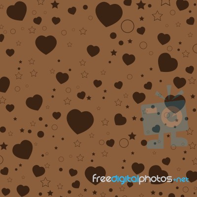 Valentine's Day And Colorful Heart On Brown .  Valentine's Day Background Stock Image