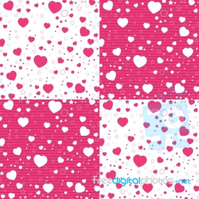 Valentine's Day And Colorful Heart On White And Pink Pattern.  Valentine's Day Background Stock Image