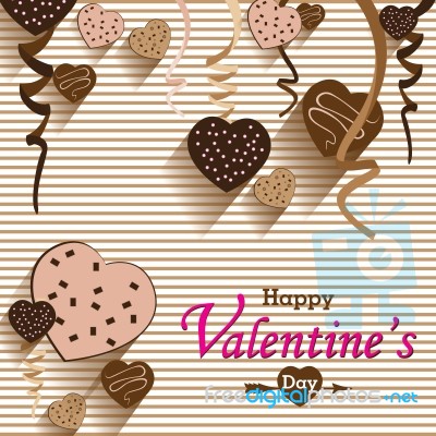 Valentine's Day And Heart Chocolate Party On Colorful Background.  Party Heart Chocolate And Full Heart On Colorful Background Stock Image