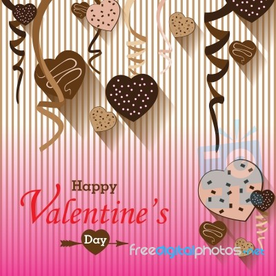 Valentine's Day And Heart Chocolate Party On Colorful Background.  Valentine's Day Party And Full Heart On Colorful Background Stock Image