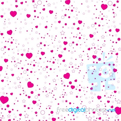 Valentine's Day And Pink Heart Isolated On White Background.  Heart And Star On Valentine's Day Background Stock Image