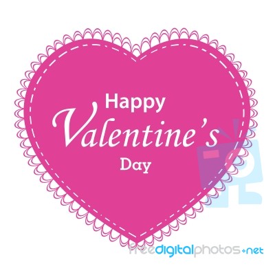 Valentine's Day And Pink Heart Isolated On White Background. Pink Heart On Valentine's Day Stock Image