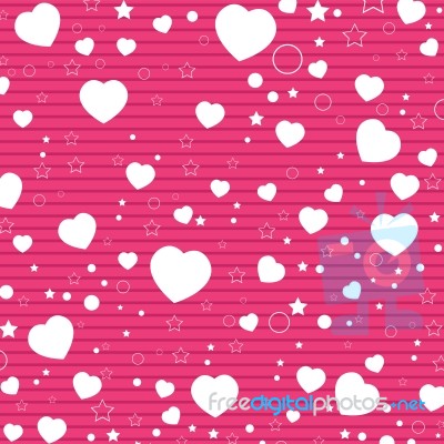 Valentine's Day And White Heart On Pink Background.  Valentine's Day Background Stock Image