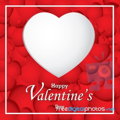 Valentine's Day And White Heart On Red Heart Background.  Valentine's Day Stock Image