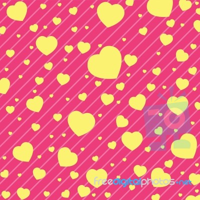 Valentine's Day And Yellow Heart On Pink Background.  Valentine's Day Background Stock Image