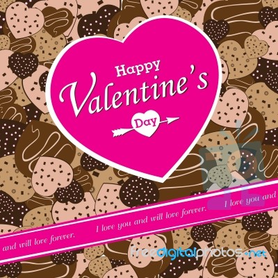 Valentine's Day On Colorful Heart Chocolate Party Background.  Heart Chocolate On Colorful Background Stock Image