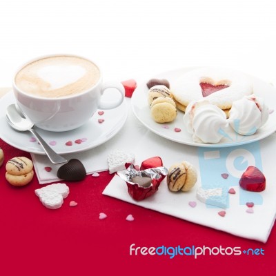 Valentine's Day Sweets Setup Stock Photo