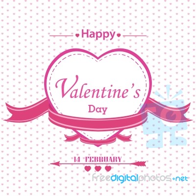 Valentine's Day With Full Pink Heart Isolated On White Background Stock Image