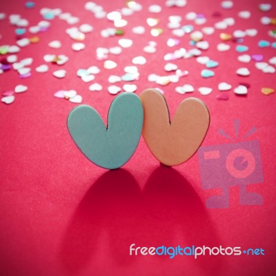 Valentines Day With Hearts Background Stock Photo