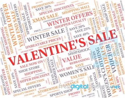 Valentine's Sale Means Valentines Day And Bargains Stock Image