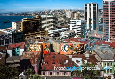 Valparaiso, Chile - October 20, 2015: Houses Of Historical Shell… Stock Photo